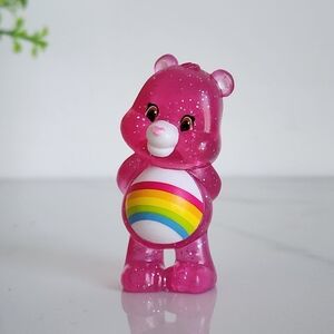 💖 Care Bears Cheer Bear Mini Figure – Glitter Pink Rainbow Belly (2”)